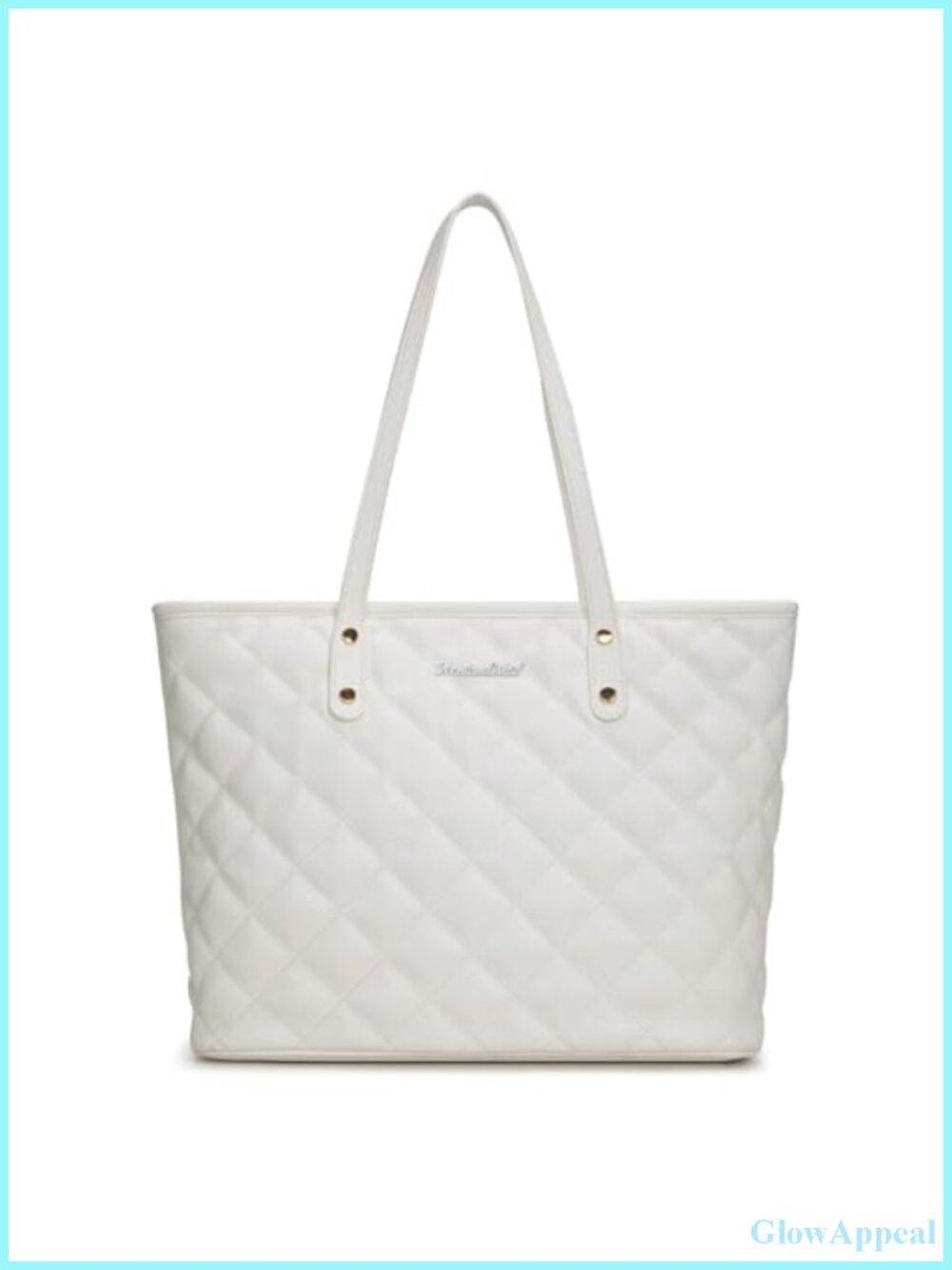 Quilted Vegan Leather Tote Bag Shoulder Handbag Top Zipper